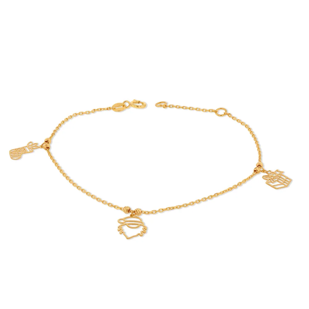 9ct Yellow Gold Three Christmas Charm Bracelet