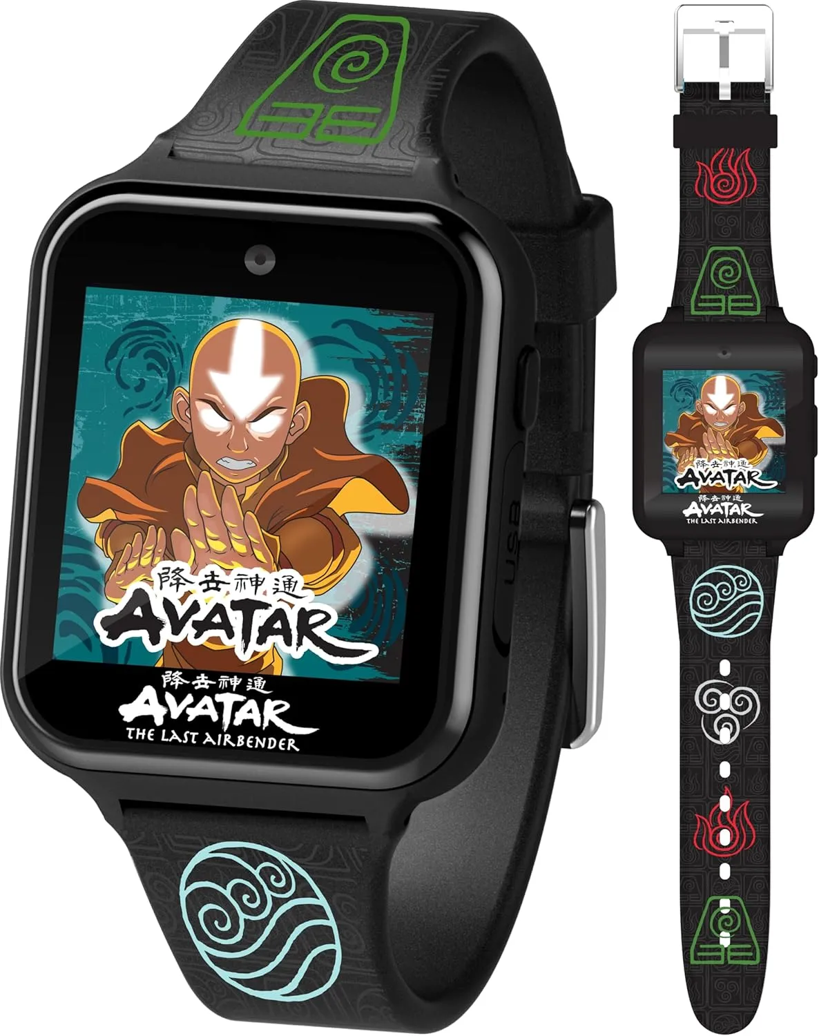 Accutime Avatar: The Last Airbender Kids Smart Watch - Interactive Function Watch with Touchscreen, Games, Camera, Step Counter, and Voice Recorder - Fits Wrists 5.5" to 8.0"