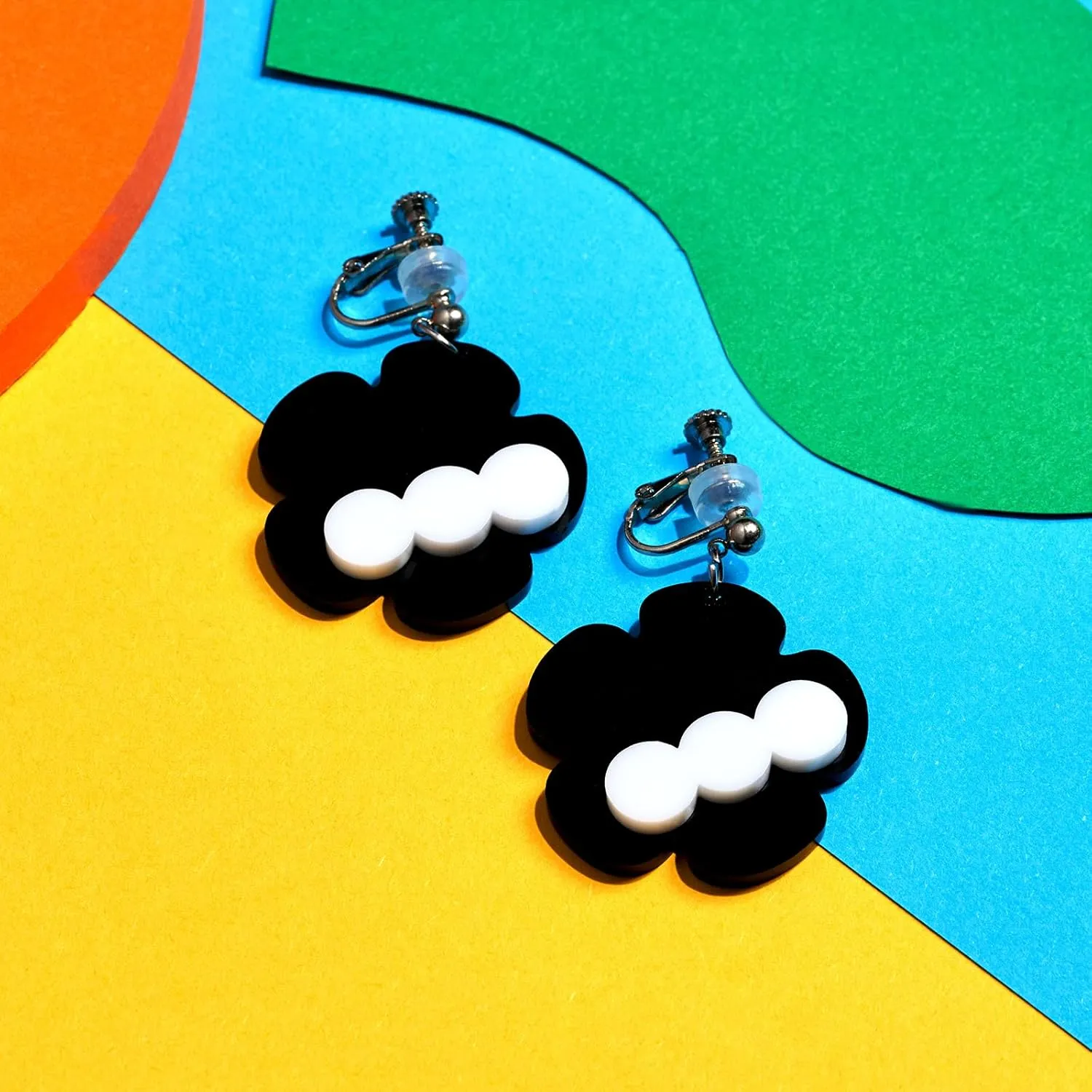 Acrylic Clip On Earrings for Women, Colorful Clip On Drop Dangle Earrings Fashion Unique Earrings Non Pierced Clip Earrings for Birthday Women's Day Mother's Day Gift