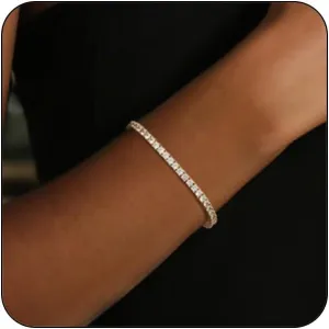 Adjustable Tennis Bracelets for Women Gold/Silver Dainty 14K Gold Plated Cubic Zirconia Bracelets for Women CZ Bling Diamond Bracelet for Prom Wedding
