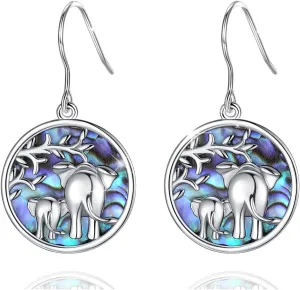 AEONSLOVE Elephant Sterling Silver Earrings, Elephant Jewelry for Women, Mother's Day Gift