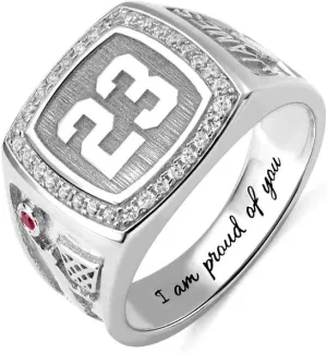 AILIN Custom Basketball Rings 925 Sterling Silver Personalized Engraving Lucky Number Name Birthstone Rings Fathers Day Sport Lovers Fans Jewelry Birthday Gifts For Men Dad