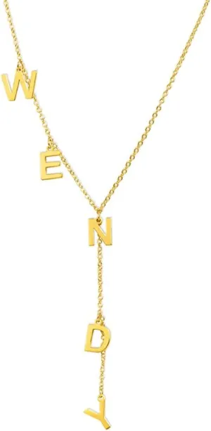 AILIN Custom Lariat Necklace for Women 925 Sterling Silver/Stainless Steel 18K Gold Plated Personalized 3-9 Letters Initial Necklace for Her Y Shape Name Necklaces Birthday Christmas Gifts For Mother