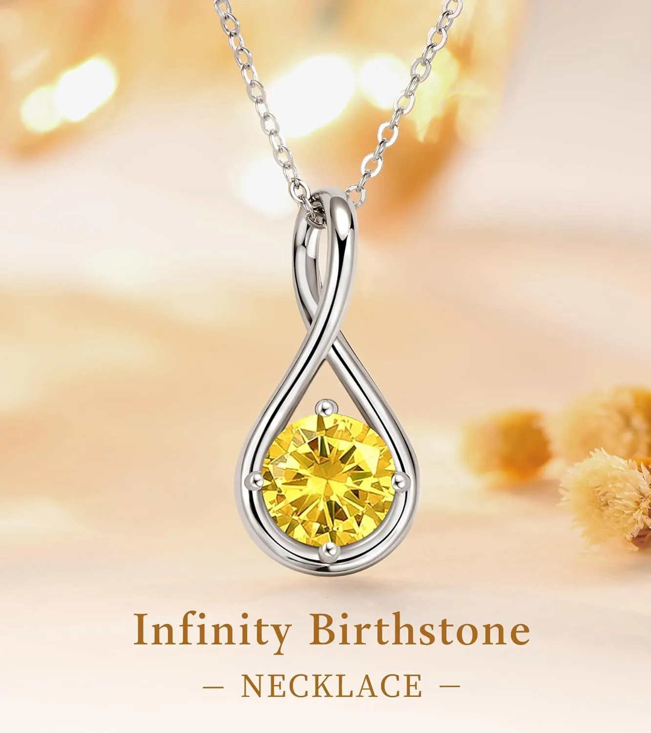 AINUOSHI Birthstone Necklace for Women Sterling Silver 2CT Genuine or Created Gemstone Dainty Infinity Pendant Necklace Fine Jewelry Anniversary Birthday Christmas Mothers Day Gifts for Mom Wife