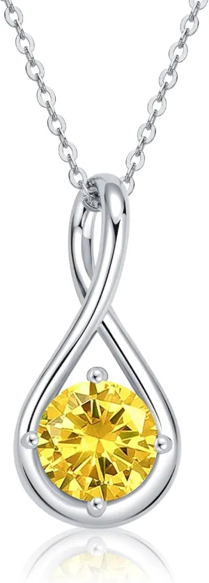 AINUOSHI Birthstone Necklace for Women Sterling Silver 2CT Genuine or Created Gemstone Dainty Infinity Pendant Necklace Fine Jewelry Anniversary Birthday Christmas Mothers Day Gifts for Mom Wife