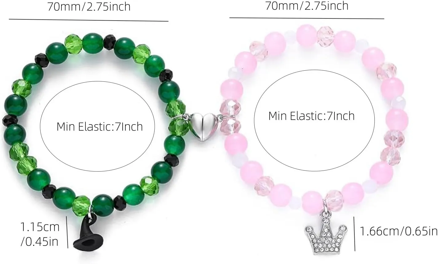 AITELEI Elphaba Galinda Friendship Matching Bracelets-Crown Witch Matching Bracelets for Women BFF Couples Accessories Wicked Bracelet for Fans Friends