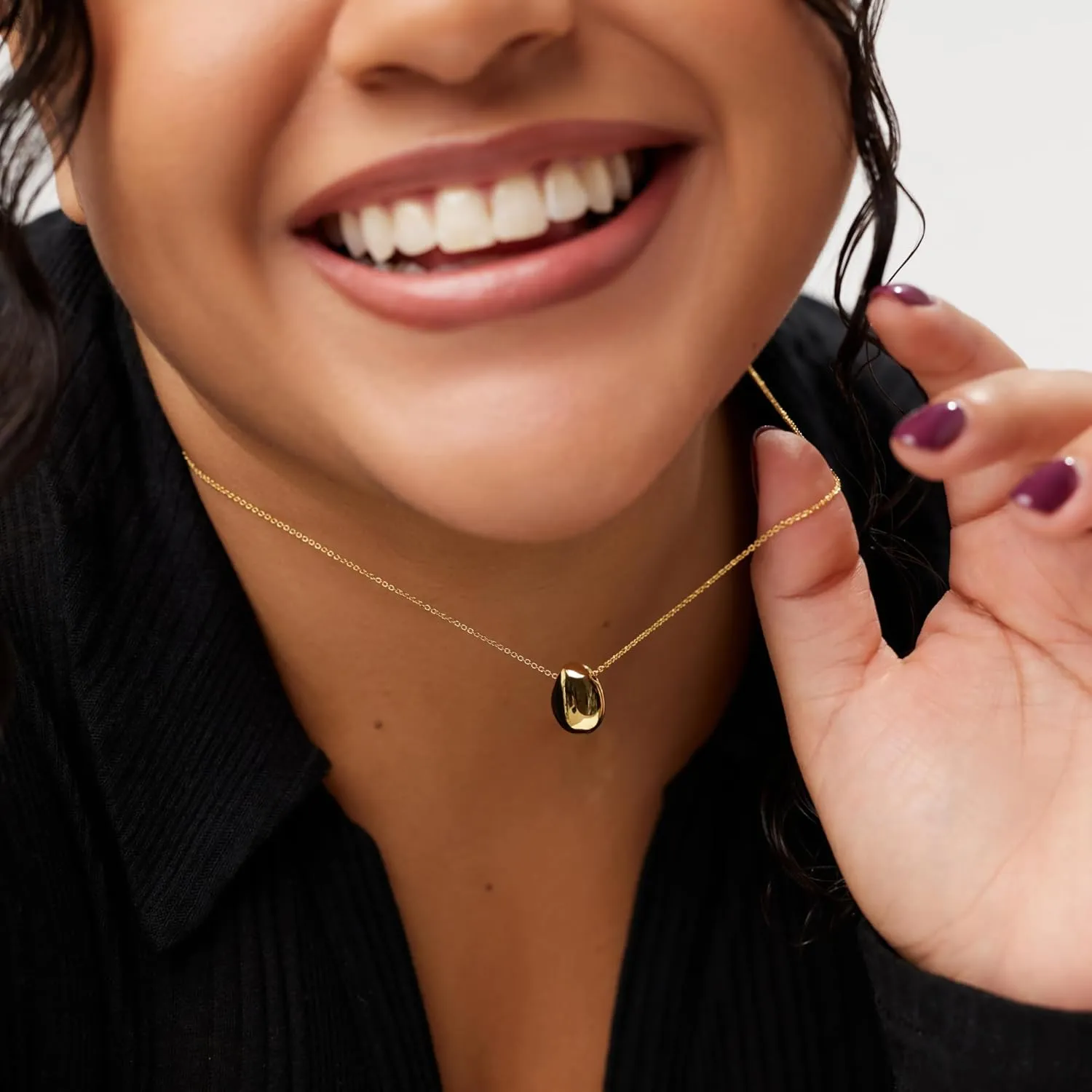 Ana Luisa Pebble Pendant Necklace for Women - 14K Gold Plated and Silver Rhodium Plated Trendy Small & Mini Teardrop Necklace with Lobster Clasp - Hypoallergenic, Water-Resistant, Tarnish-Free Jewelry