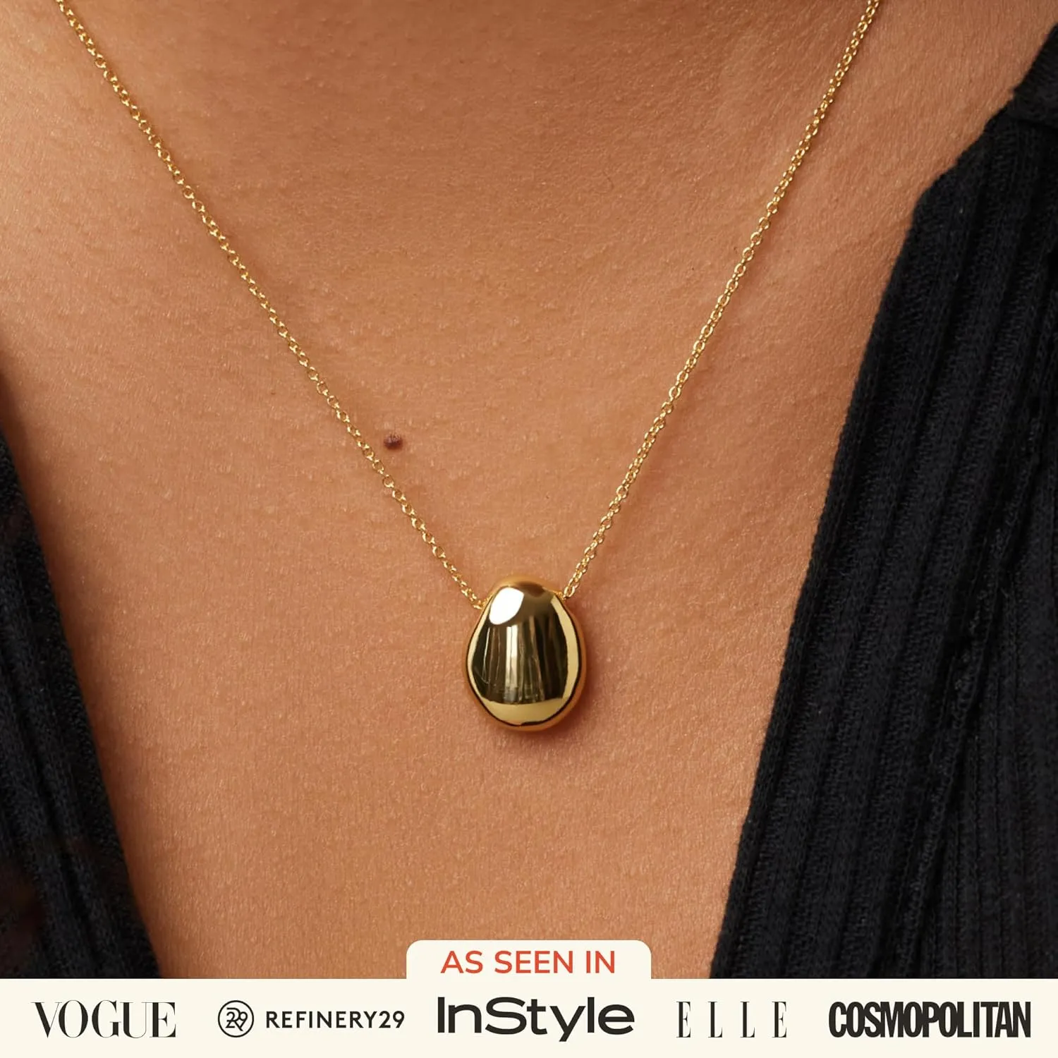 Ana Luisa Pebble Pendant Necklace for Women - 14K Gold Plated and Silver Rhodium Plated Trendy Small & Mini Teardrop Necklace with Lobster Clasp - Hypoallergenic, Water-Resistant, Tarnish-Free Jewelry
