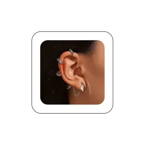 Andelaisi Punk Devil Dragon Claw Ear Cuff Earring Gothic Claw Cuff Earrings Silver Devil Claw Wrap Earrings Vintage Cartilage Ear Wrap Earrings for Women