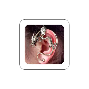 Andelaisi Punk Dragon Ear Cuff Earrings Gold Dragon Cuff Crawler Earrings Gothic Metal Dragon Crawler Cartilage Earring Vintage Ancient Dragon Ear Wrap Earrings Jewelry for Women