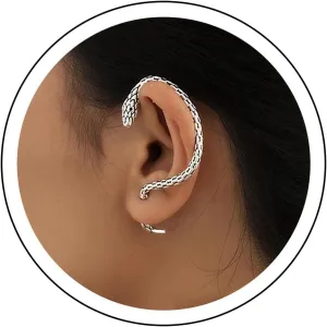 Andelaisi Punk Snake Ear Cuff Earrings Silver Snake Cuff Wrap Crawler Earrings Vintage Snake Crawler Cartilage Earring Gothic Animal Studs Earrings Jewelry for Women