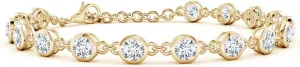 Angara Bezel-Set Round Lab Grown Diamond Tennis Bracelet in 14K Solid Gold | Birthday, Engagement, Anniversary, Wedding Jewelry Gift for Women