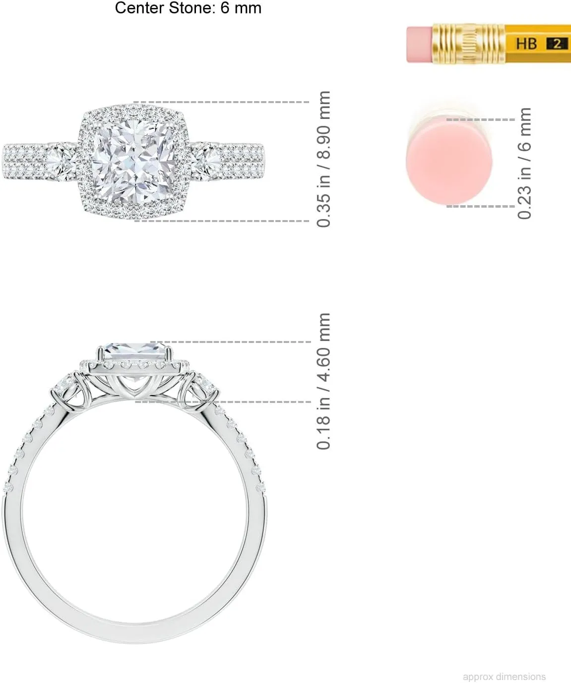 Angara Cushion Lab Grown Diamond Halo Double Shank Engagement Ring in 14K Solid Gold/Platinum | April Birthstone, Birthday, Anniversary, Wedding Jewelry Gift for Women