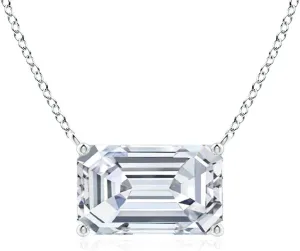 Angara East-West Emerald-Cut Lab Grown Diamond Solitaire Pendant in 14K Solid Gold/Platinum | April Birthstone, Birthday, Engagement, Anniversary, Wedding Jewelry Gift for Women