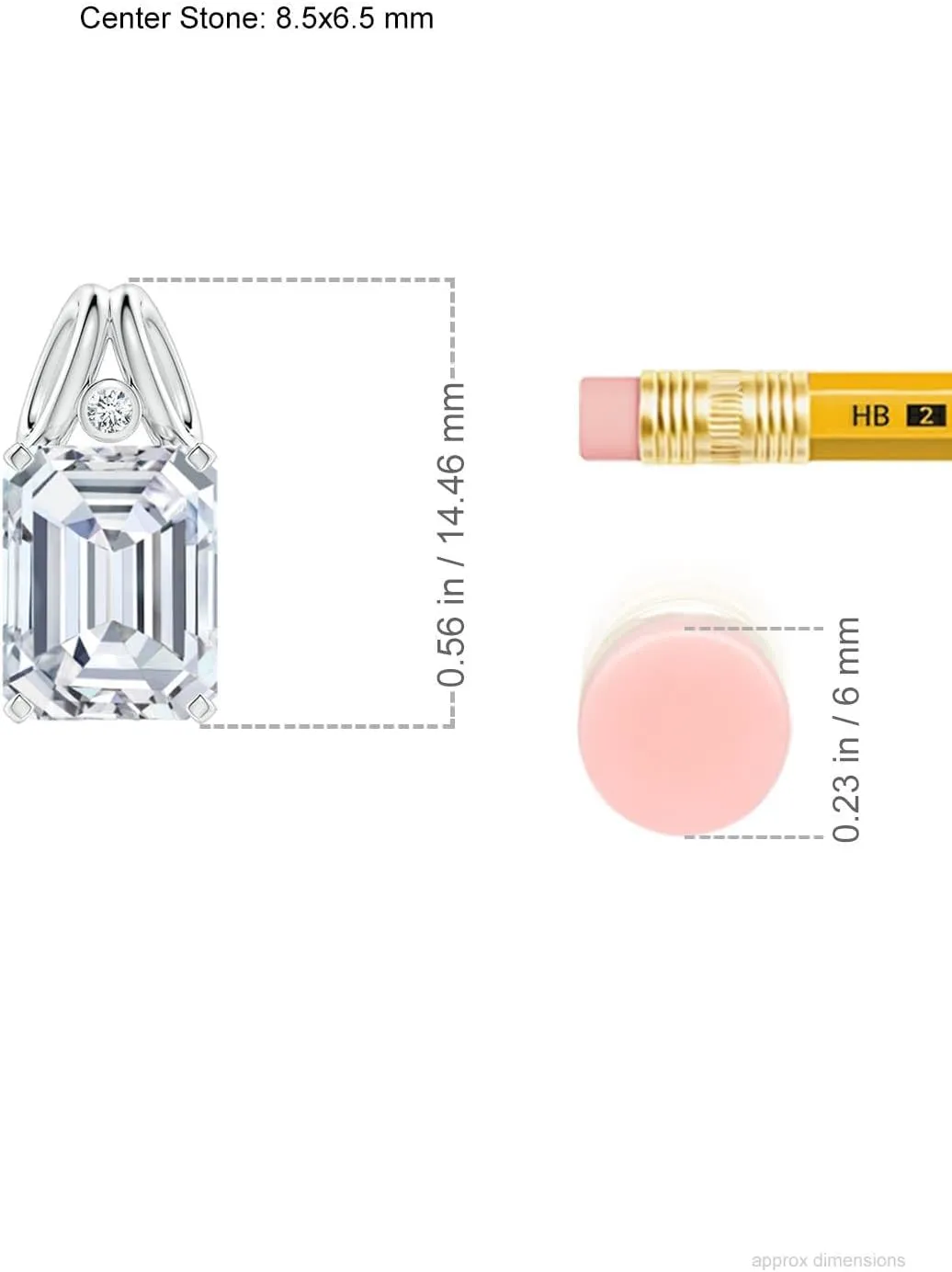 Angara Emerald-Cut Lab Grown Diamond Pendant with Accent in 14K Solid Gold/Platinum | April Birthstone, Birthday, Engagement, Anniversary, Wedding Jewelry Gift for Women
