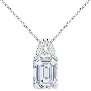 Angara Emerald-Cut Lab Grown Diamond Pendant with Accent in 14K Solid Gold/Platinum | April Birthstone, Birthday, Engagement, Anniversary, Wedding Jewelry Gift for Women