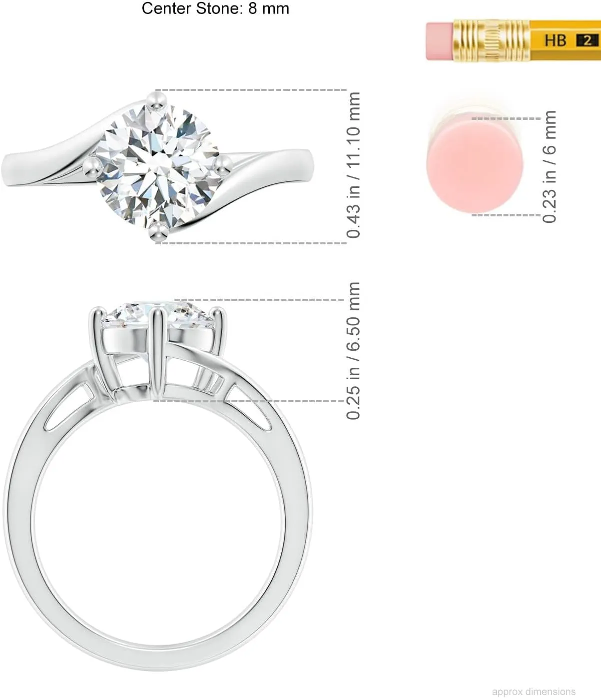 ANGARA IGI Certified 1-5 ct Lab Grown Classic Round Diamond Solitaire Bypass Ring in Silver / 14K Solid Gold/Platinum | April Birthstone, Birthday, Engagement, Anniversary, Wedding Jewelry Gift for Women