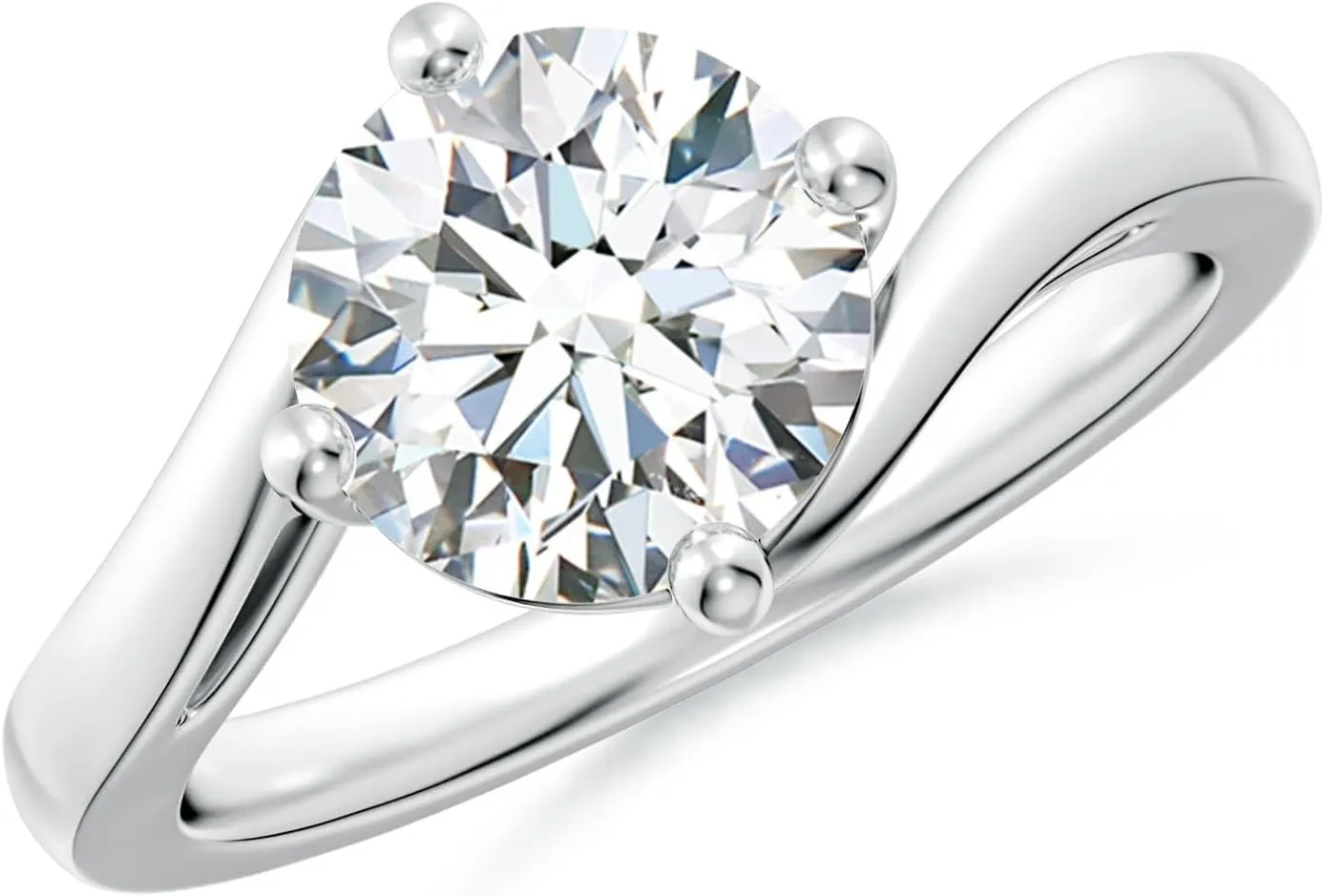 ANGARA IGI Certified 1-5 ct Lab Grown Classic Round Diamond Solitaire Bypass Ring in Silver / 14K Solid Gold/Platinum | April Birthstone, Birthday, Engagement, Anniversary, Wedding Jewelry Gift for Women