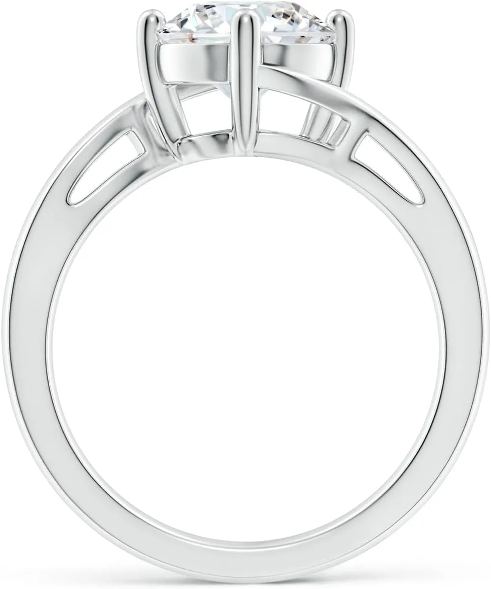 ANGARA IGI Certified 1-5 ct Lab Grown Classic Round Diamond Solitaire Bypass Ring in Silver / 14K Solid Gold/Platinum | April Birthstone, Birthday, Engagement, Anniversary, Wedding Jewelry Gift for Women