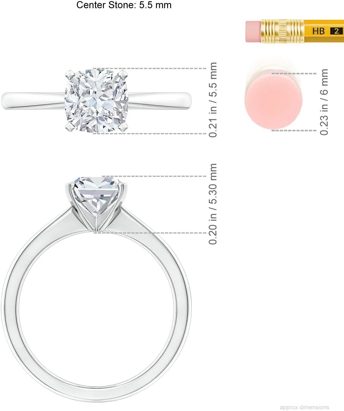 ANGARA IGI Certified 1-5 ct Lab Grown Cushion Diamond Reverse Tapered Shank Solitaire Engagement Ring in Silver / 14K Solid Gold/Platinum | April Birthstone, Birthday, Anniversary, Wedding Jewelry Gift for Women