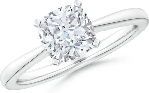 ANGARA IGI Certified 1-5 ct Lab Grown Cushion Diamond Reverse Tapered Shank Solitaire Engagement Ring in Silver / 14K Solid Gold/Platinum | April Birthstone, Birthday, Anniversary, Wedding Jewelry Gift for Women