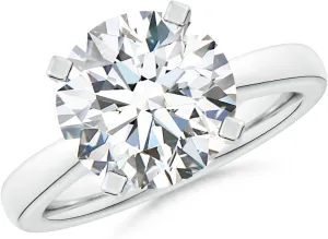ANGARA IGI Certified 1-5 ct Lab Grown Round Diamond Reverse Tapered Shank Solitaire Engagement Ring in Silver / 14K Solid Gold/Platinum | April Birthstone, Birthday, Anniversary, Wedding Jewelry Gift for Women