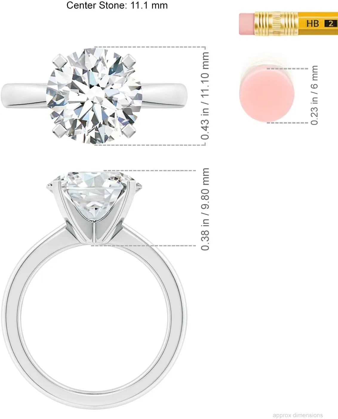 ANGARA IGI Certified 1-5 ct Lab Grown Round Diamond Reverse Tapered Shank Solitaire Engagement Ring in Silver / 14K Solid Gold/Platinum | April Birthstone, Birthday, Anniversary, Wedding Jewelry Gift for Women