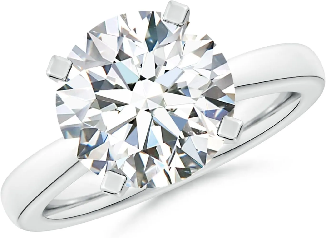 ANGARA IGI Certified 1-5 ct Lab Grown Round Diamond Reverse Tapered Shank Solitaire Engagement Ring in Silver / 14K Solid Gold/Platinum | April Birthstone, Birthday, Anniversary, Wedding Jewelry Gift for Women