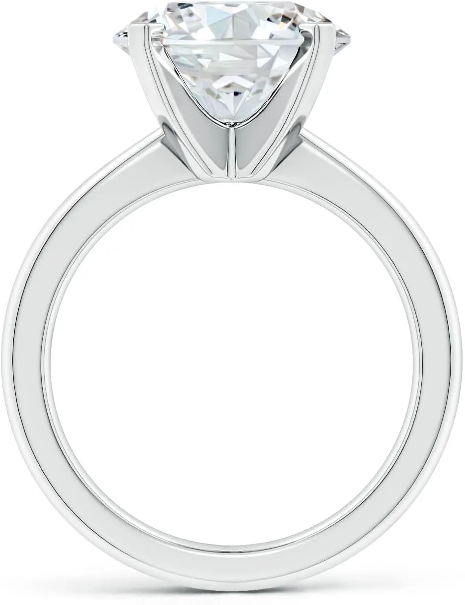 ANGARA IGI Certified 1-5 ct Lab Grown Round Diamond Reverse Tapered Shank Solitaire Engagement Ring in Silver / 14K Solid Gold/Platinum | April Birthstone, Birthday, Anniversary, Wedding Jewelry Gift for Women