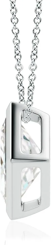 Angara IGI Certified 1-6 ct Bezel-Set Princess-Cut Lab Grown Diamond Solitaire Pendant in 14K Solid Gold/Platinum | April Birthstone, Birthday, Engagement, Anniversary, Wedding Jewelry Gift for Women