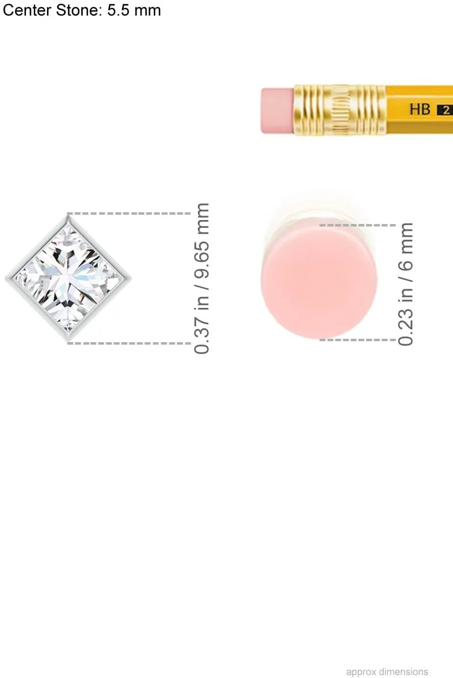 Angara IGI Certified 1-6 ct Bezel-Set Princess-Cut Lab Grown Diamond Solitaire Pendant in 14K Solid Gold/Platinum | April Birthstone, Birthday, Engagement, Anniversary, Wedding Jewelry Gift for Women