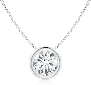 Angara Lab Grown Bezel-Set Round Diamond Solitaire Pendant in 14K Solid Gold/Platinum | April Birthstone, Birthday, Engagement, Anniversary, Wedding Jewelry Gift for Women