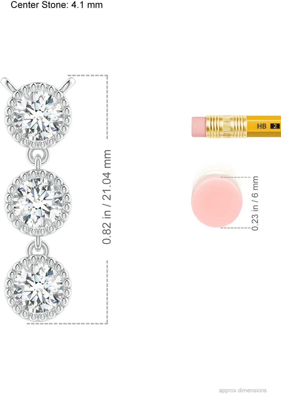 Angara Lab Grown Bezel-Set Three Stone Diamond Necklace in 14K Solid Gold/Platinum | April Birthstone, Birthday, Engagement, Anniversary, Wedding Jewelry Gift for Women