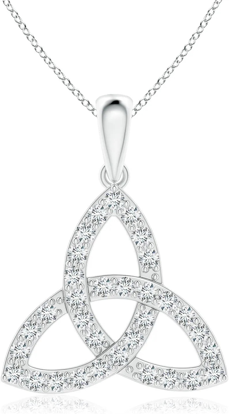 Angara Lab Grown Celtic Trinity Knot Diamond Pendant in 14K Solid Gold/Platinum | April Birthstone, Birthday, Engagement, Anniversary, Wedding Jewelry Gift for Women