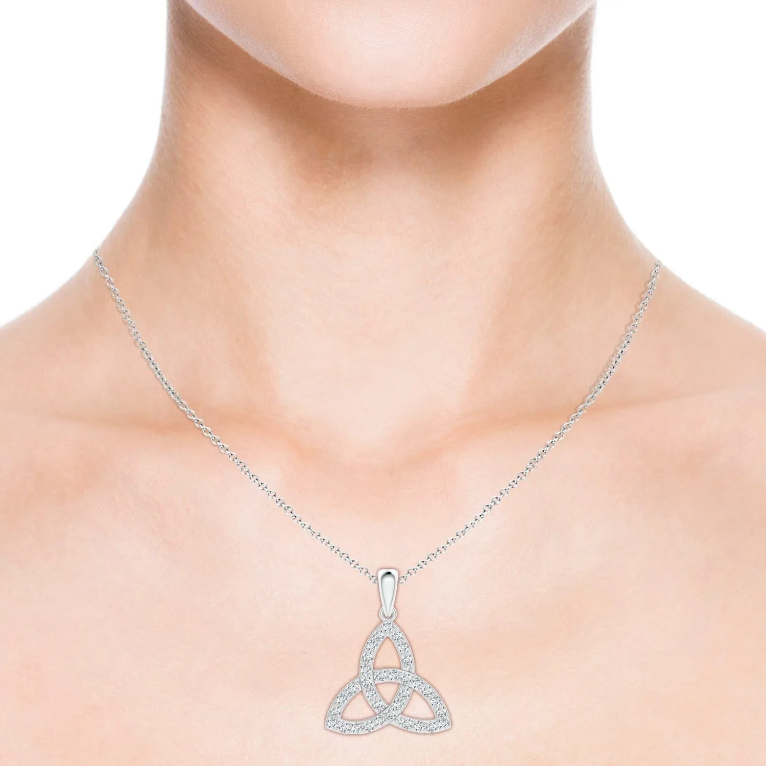 Angara Lab Grown Celtic Trinity Knot Diamond Pendant in 14K Solid Gold/Platinum | April Birthstone, Birthday, Engagement, Anniversary, Wedding Jewelry Gift for Women