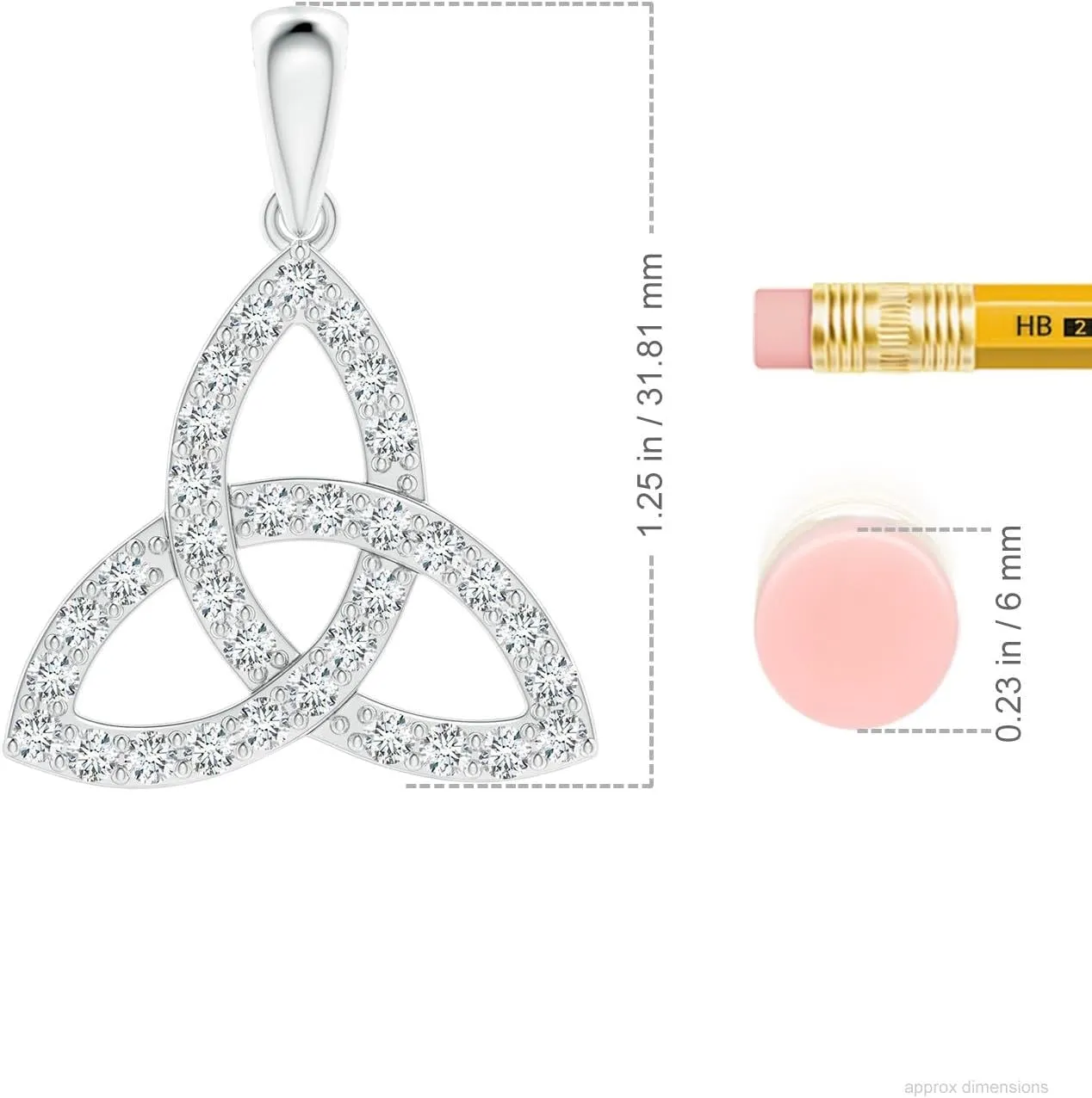 Angara Lab Grown Celtic Trinity Knot Diamond Pendant in 14K Solid Gold/Platinum | April Birthstone, Birthday, Engagement, Anniversary, Wedding Jewelry Gift for Women