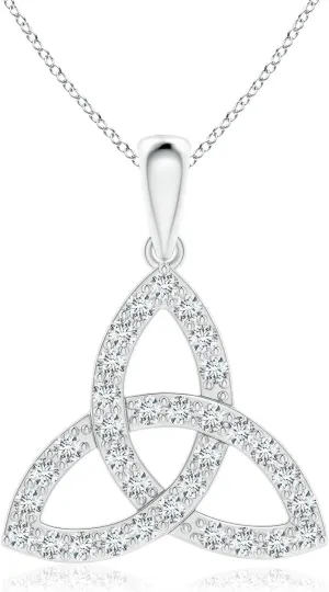 Angara Lab Grown Celtic Trinity Knot Diamond Pendant in 14K Solid Gold/Platinum | April Birthstone, Birthday, Engagement, Anniversary, Wedding Jewelry Gift for Women
