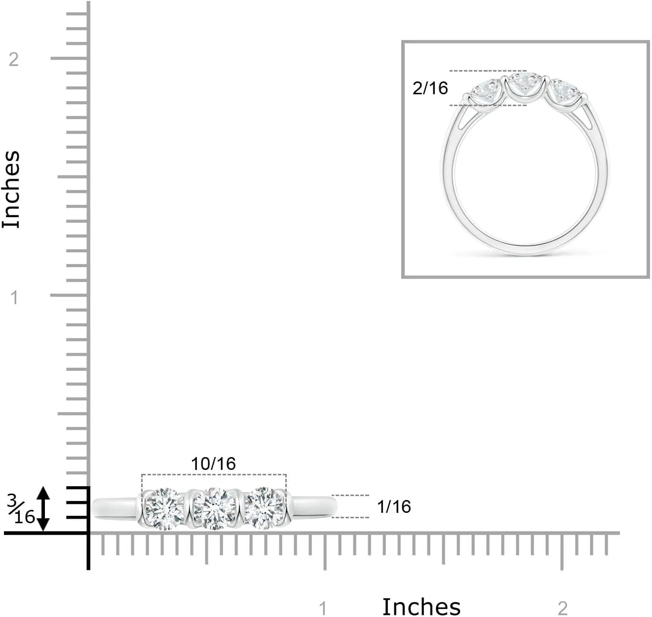Angara Lab Grown Classic Bar-Set Diamond Three Stone Ring in Silver / 14K Solid Gold/Platinum | April Birthstone, Birthday, Engagement, Anniversary, Wedding Jewelry Gift for Women