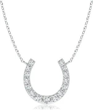 Angara Lab Grown Classic Diamond Horseshoe Necklace in 14K Solid Gold/Platinum | April Birthstone, Birthday, Engagement, Anniversary, Wedding Jewelry Gift for Women