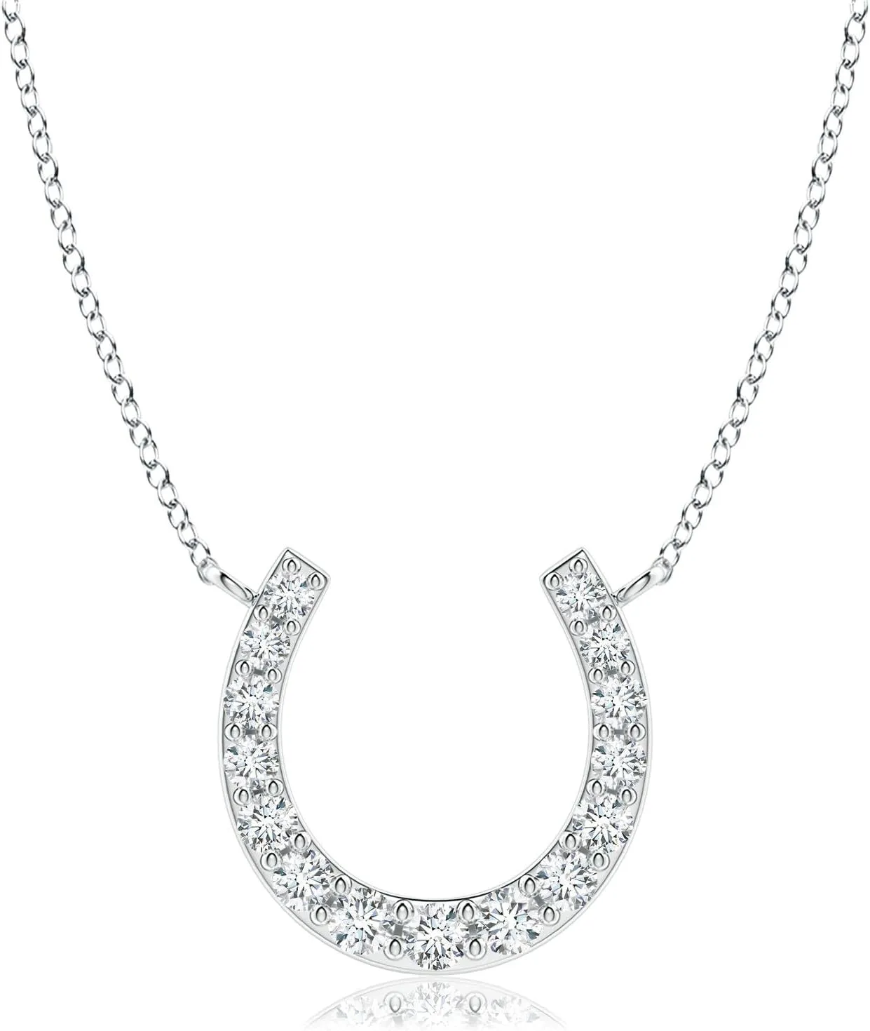 Angara Lab Grown Classic Diamond Horseshoe Necklace in 14K Solid Gold/Platinum | April Birthstone, Birthday, Engagement, Anniversary, Wedding Jewelry Gift for Women