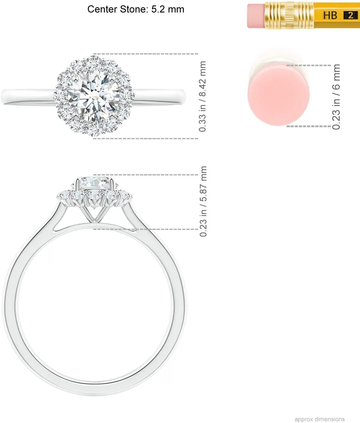 Angara Lab Grown Classic Round Diamond Scalloped Halo Ring in Silver / 14K Solid Gold/Platinum | April Birthstone, Birthday, Engagement, Anniversary, Wedding Jewelry Gift for Women