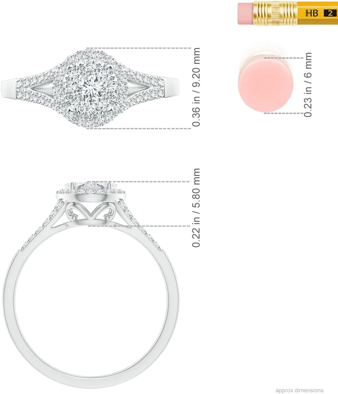 Angara Lab Grown Composite Diamond Halo Split Shank Engagement Ring in Silver / 14K Solid Gold/Platinum | April Birthstone, Birthday, Anniversary, Wedding Jewelry Gift for Women