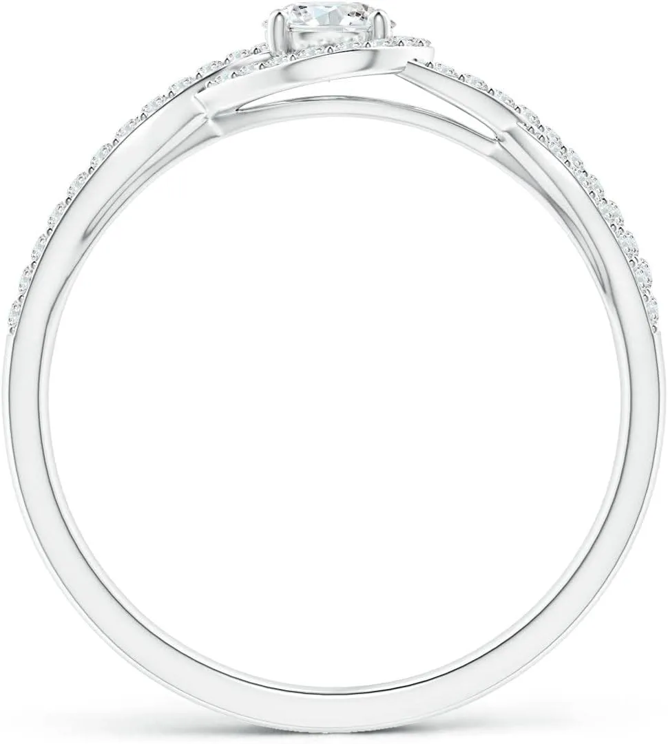 Angara Lab Grown Criss Cross Infinity Halo Diamond Ring in Silver / 14K Solid Gold/Platinum | April Birthstone, Birthday, Engagement, Anniversary, Wedding Jewelry Gift for Women