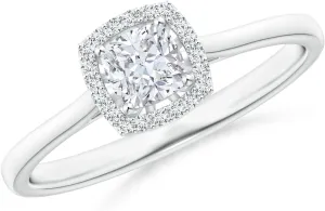 Angara Lab Grown Cushion Diamond Halo Engagement Ring in Silver / 14K Solid Gold/Platinum | April Birthstone, Birthday, Anniversary, Wedding Jewelry Gift for Women