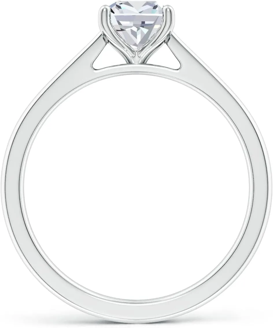 Angara Lab Grown Cushion Diamond Reverse Tapered Shank Cathedral Engagement Ring in Silver / 14K Solid Gold/Platinum | April Birthstone, Birthday, Anniversary, Wedding Jewelry Gift for Women