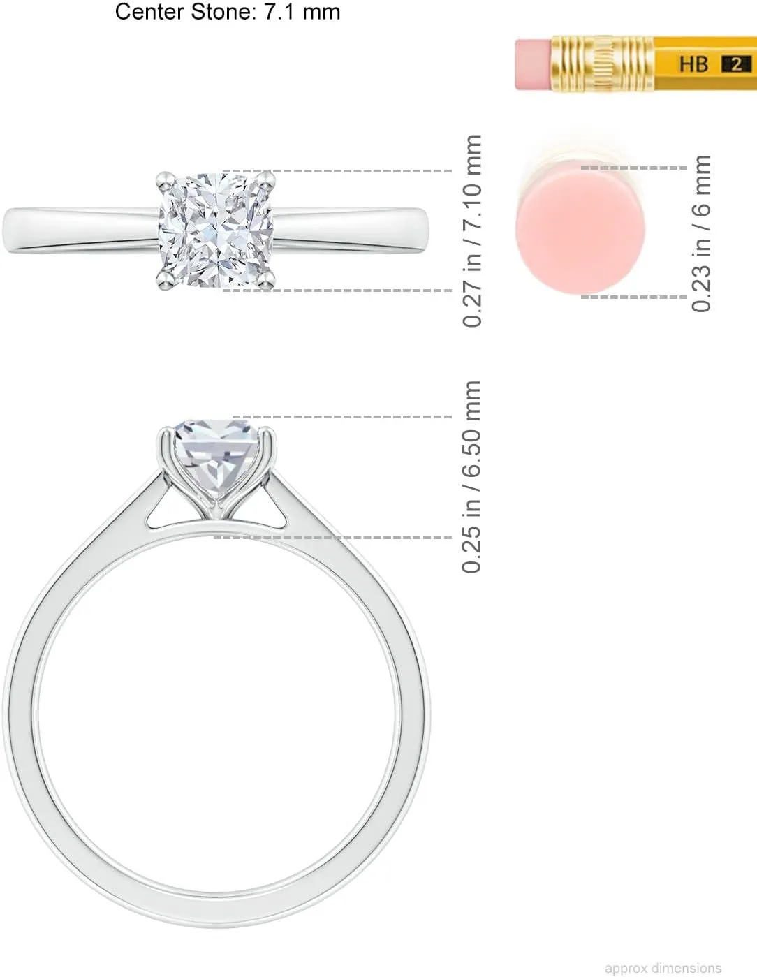 Angara Lab Grown Cushion Diamond Reverse Tapered Shank Cathedral Engagement Ring in Silver / 14K Solid Gold/Platinum | April Birthstone, Birthday, Anniversary, Wedding Jewelry Gift for Women