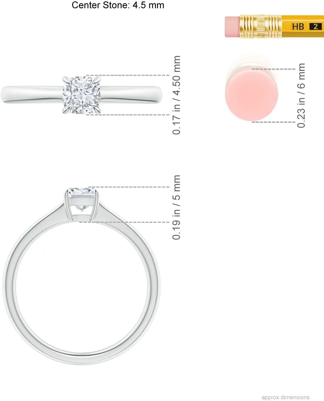 Angara Lab Grown Cushion Diamond Solitaire Engagement Ring in Silver / 14K Solid Gold/Platinum | April Birthstone, Birthday, Anniversary, Wedding Jewelry Gift for Women
