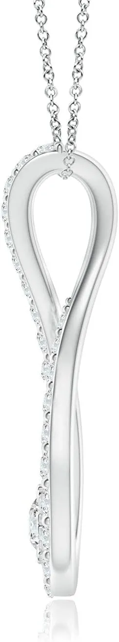Angara Lab Grown Diamond Infinity Loop Pendant in 14K Solid Gold/Platinum | April Birthstone, Birthday, Engagement, Anniversary, Wedding Jewelry Gift for Women