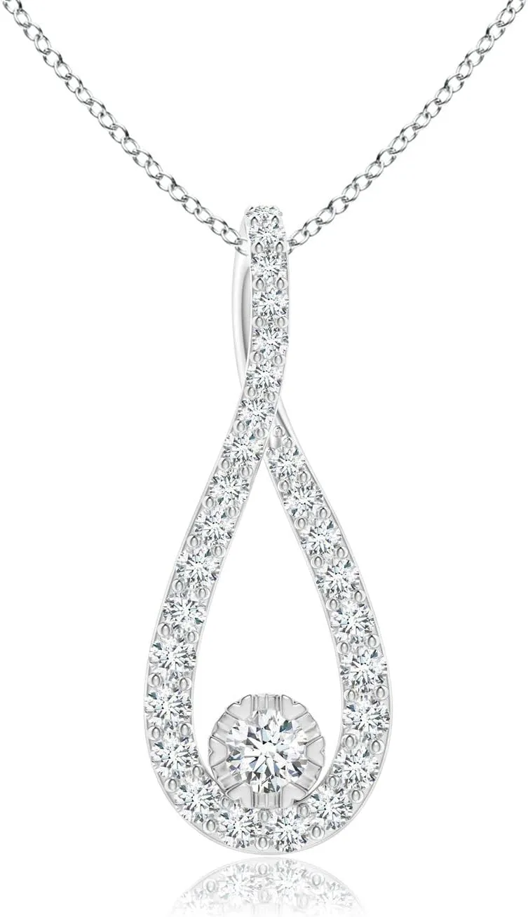 Angara Lab Grown Diamond Infinity Loop Pendant in 14K Solid Gold/Platinum | April Birthstone, Birthday, Engagement, Anniversary, Wedding Jewelry Gift for Women
