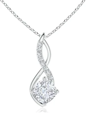 Angara Lab Grown Diamond Infinity Pendant in 14K Solid Gold/Platinum | April Birthstone, Birthday, Engagement, Anniversary, Wedding Jewelry Gift for Women